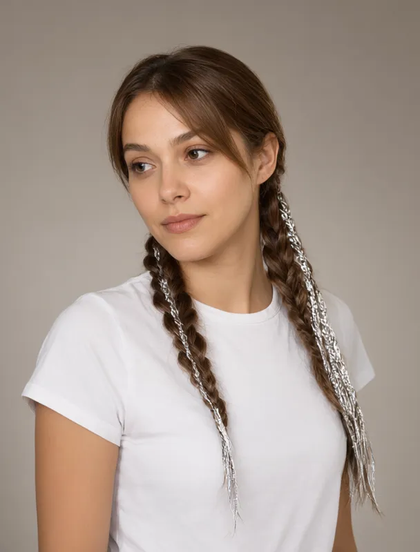 twin braids in silver braid covers by qwen image 2.1