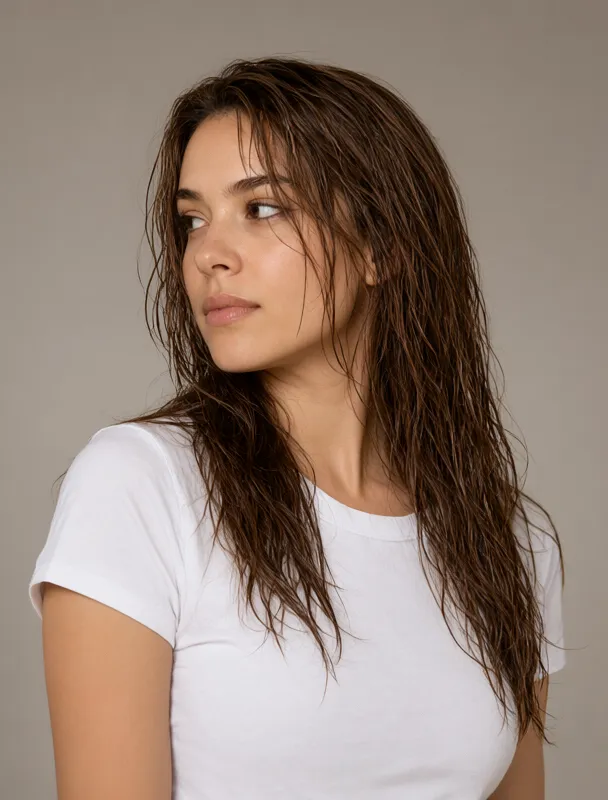 soaking wet and clumped by qwen image 2.1