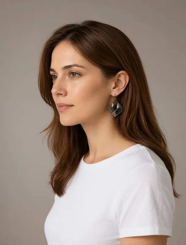 geometric statement earrings by qwen image 2.1