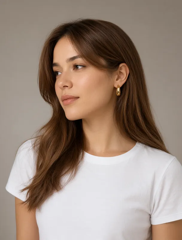 gold huggie hoops by qwen image 2.1