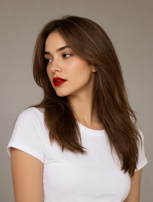 bold brows with red lips by qwen image 2.1
