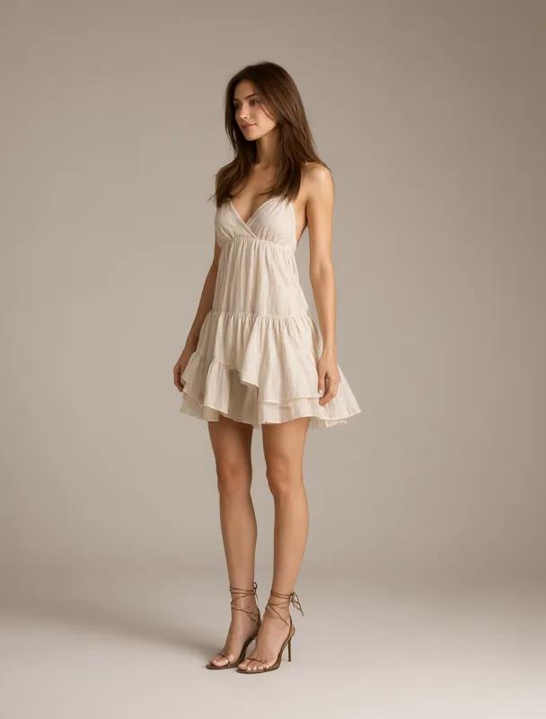 bomba dress with wide ruffled skirt by qwen image 2.1