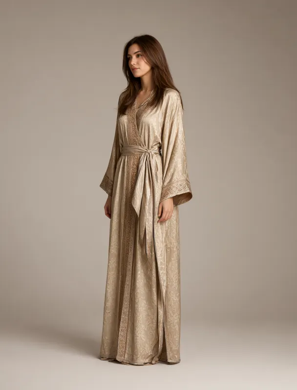 deel robe with silk sash by qwen image 2.1