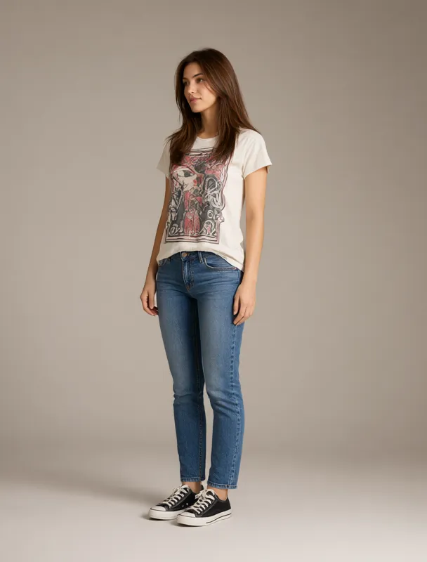 graphic tee with jeans by qwen image 2.1