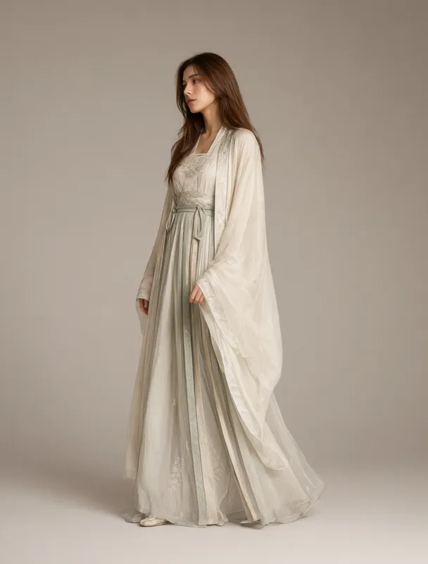 hanfu with flowing sleeves by qwen image 2.1