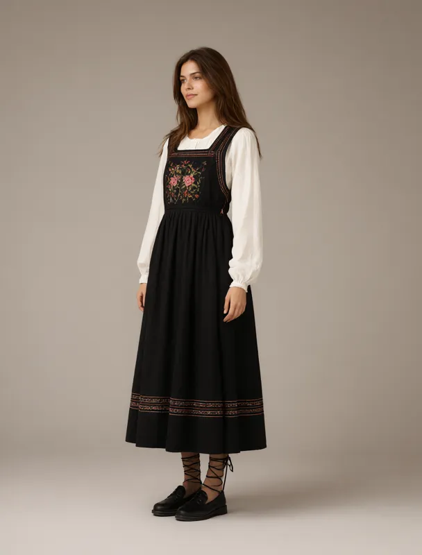 kansallispuku with embroidered bodice by qwen image 2.1