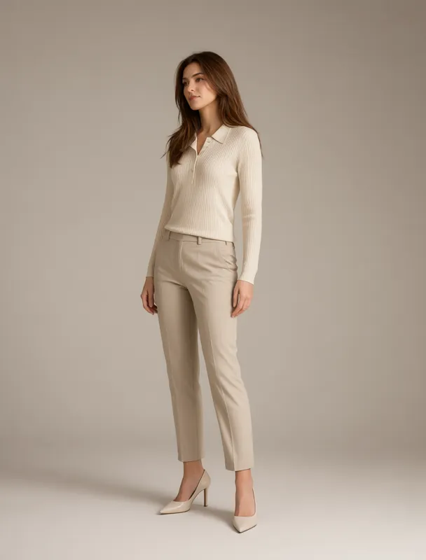 knit polo with tailored chinos by qwen image 2.1