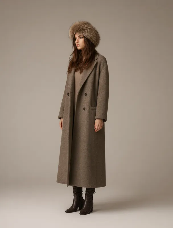 long wool coat with a fur hat by qwen image 2.1