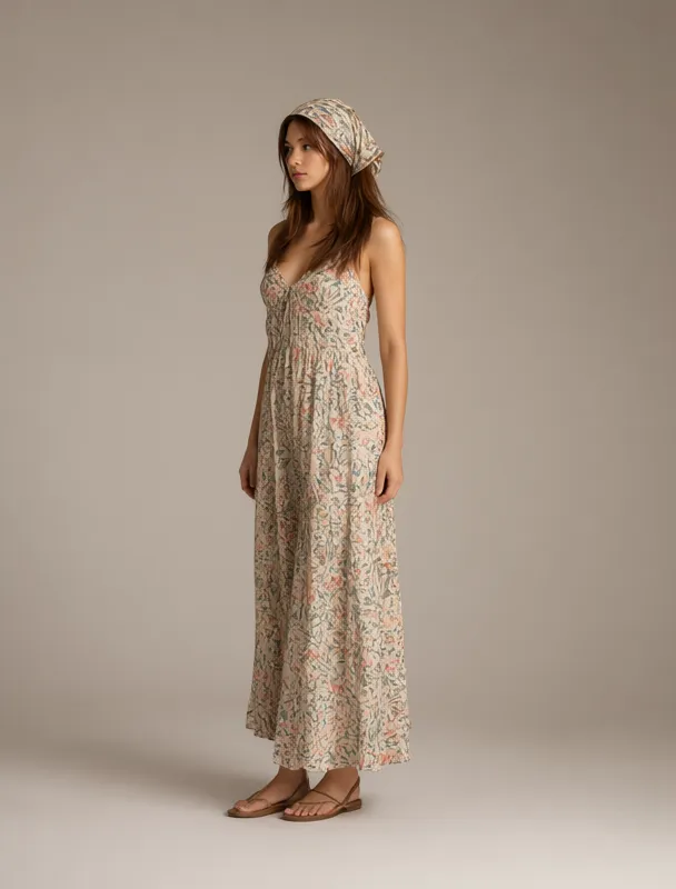 modest maxi dress with a headscarf by qwen image 2.1