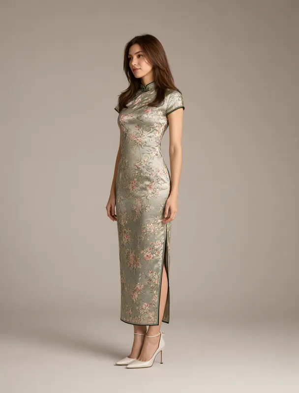qipao with mandarin collar by qwen image 2.1