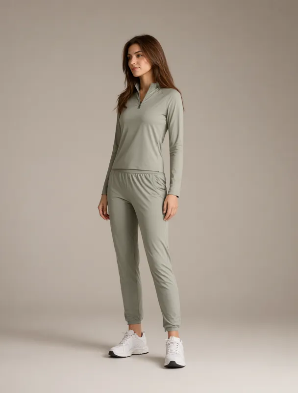 quarter zip base layer with convertible pants by qwen image 2.1