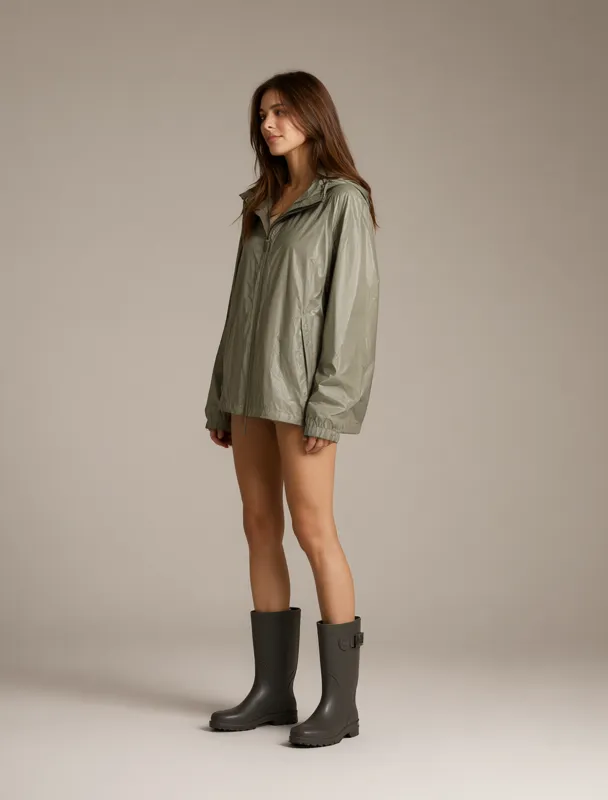 rain jacket with rubber boots by qwen image 2.1