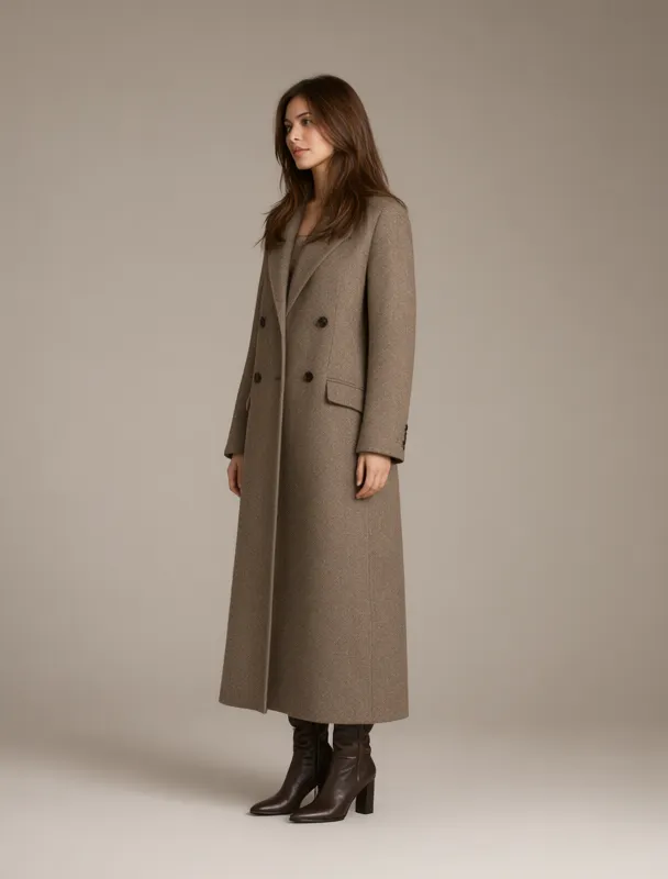 tailored wool coat with ankle boots by qwen image 2.1