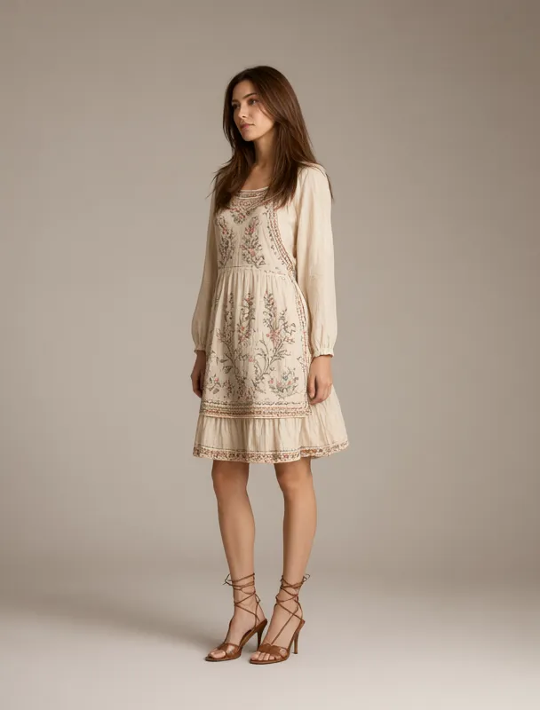 taraz dress with embroidered apron by qwen image 2.1