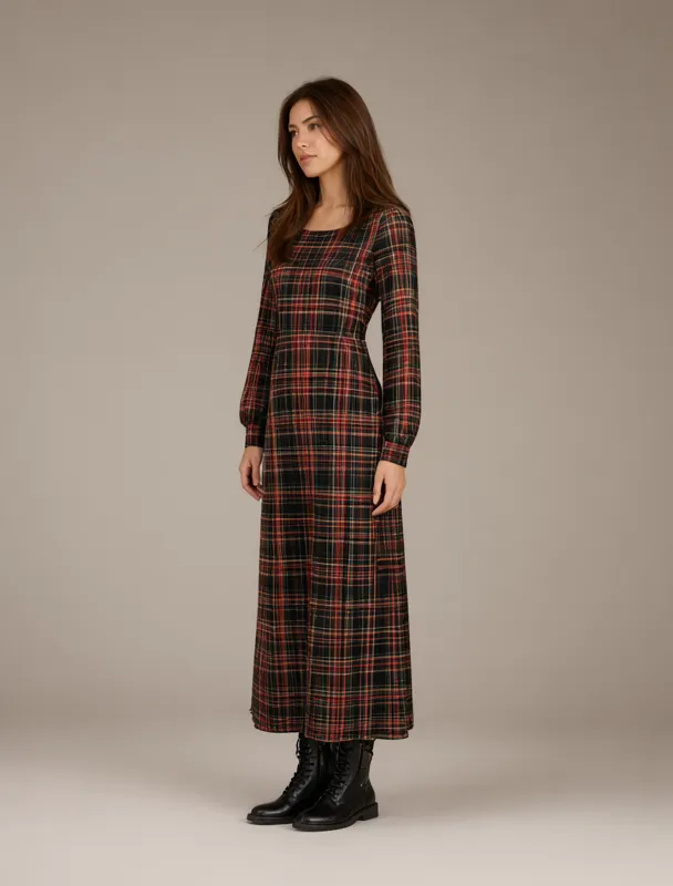 tartan arisaid over a long dress by qwen image 2.1
