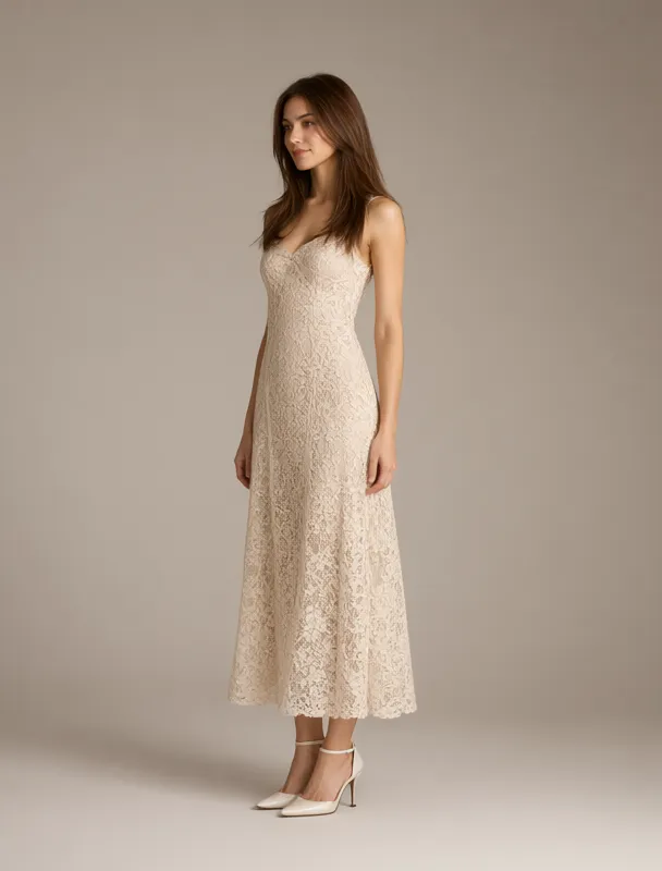 tea length lace dress by qwen image 2.1