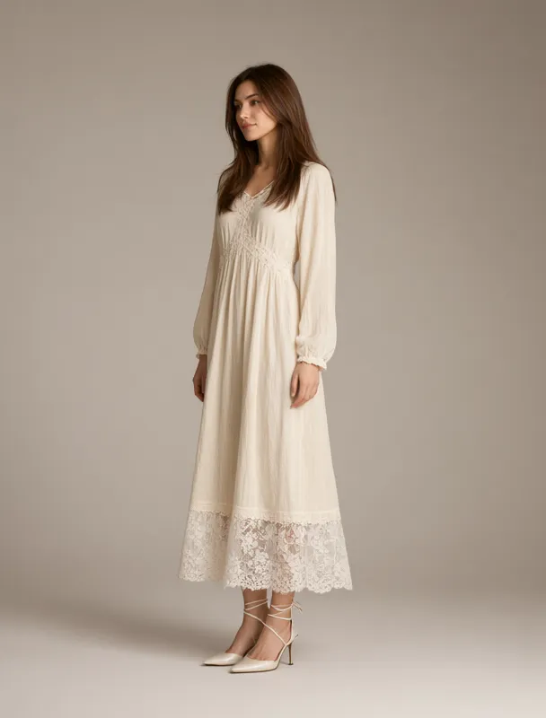 terno with lace hem by qwen image 2.1