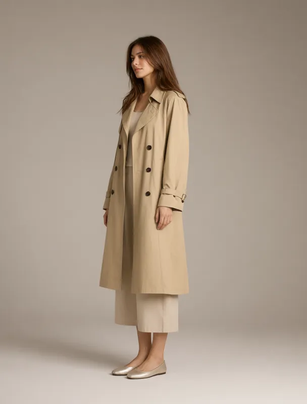 trench coat with ballet flats by qwen image 2.1
