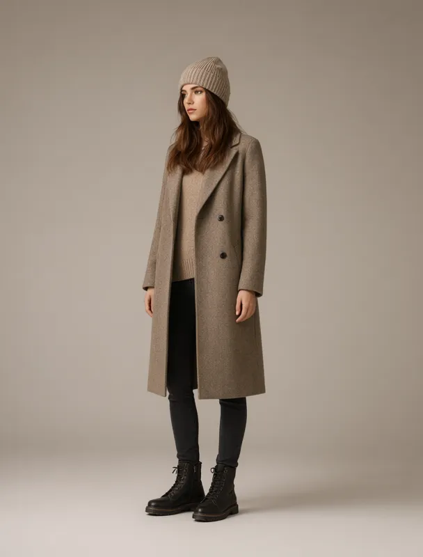 wool peacoat with a knit beanie by qwen image 2.1
