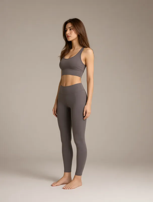 yoga crop top with flared leggings by qwen image 2.1