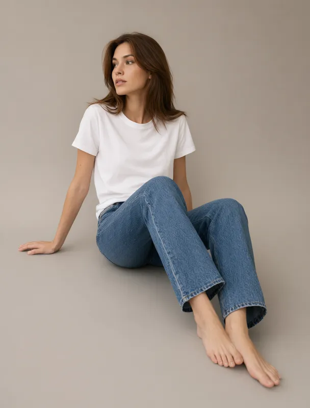 sliding down a wall into a half sit by qwen image 2.1