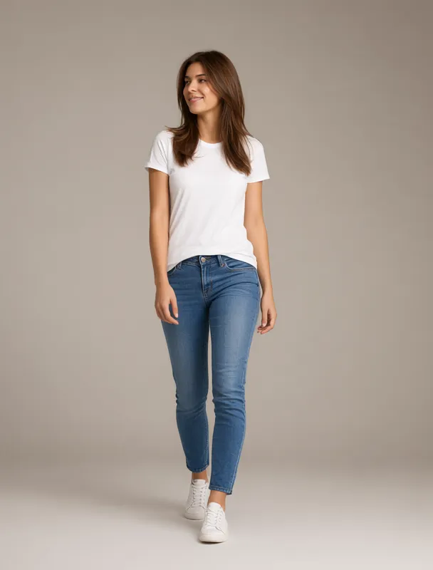 standing relaxed with her weight on one leg by qwen image 2.1