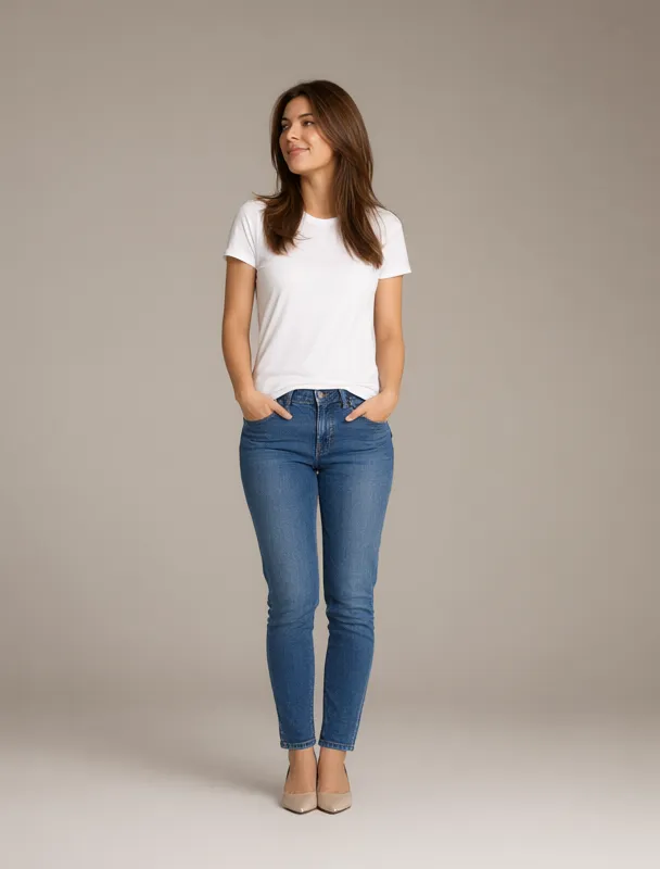 standing with her hands in her pockets by qwen image 2.1