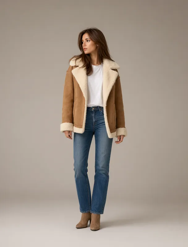 shearling coat by qwen image 2.1