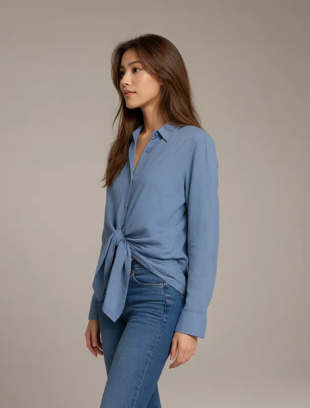 tie front shirt by qwen image 2.1