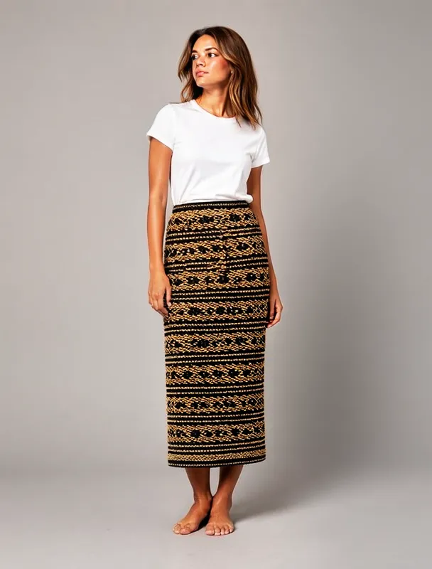 umbhaco skirt with black braid trim by moss image sft
