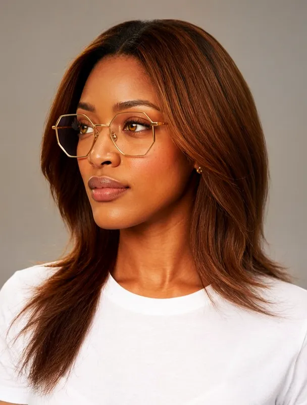 gold octagonal wire glasses by moss image sft