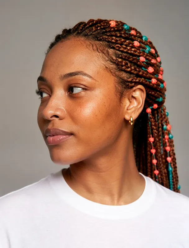 braids strung with coral and turquoise by moss image sft