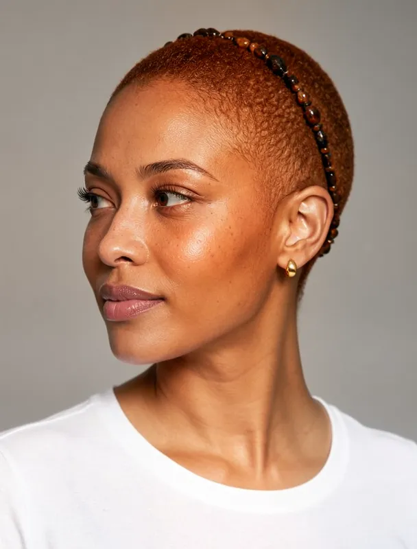 shaved head with a beaded band by moss image sft