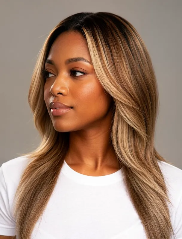 blonde highlights on brown by moss image sft