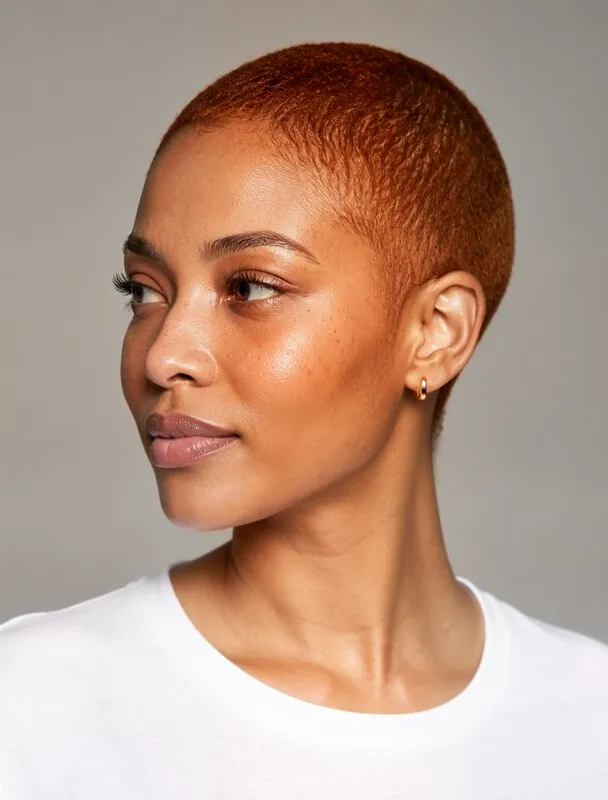 close shaved head by moss image sft