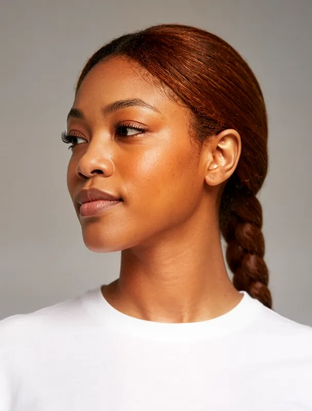 long hair in a single back plait by moss image sft