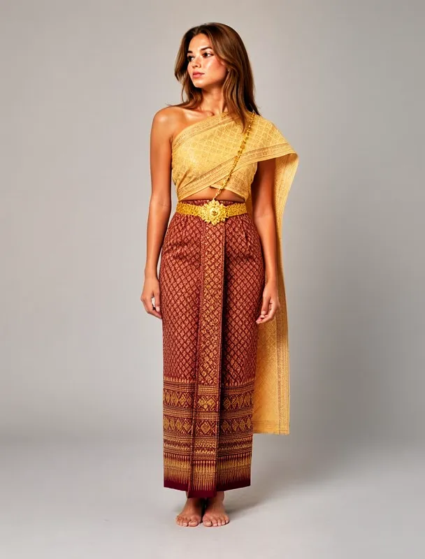 chut thai wrap skirt with sabai shoulder cloth by moss image sft