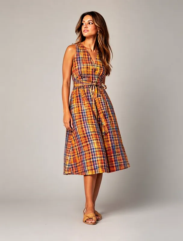 madras plaid karabela dress by moss image sft