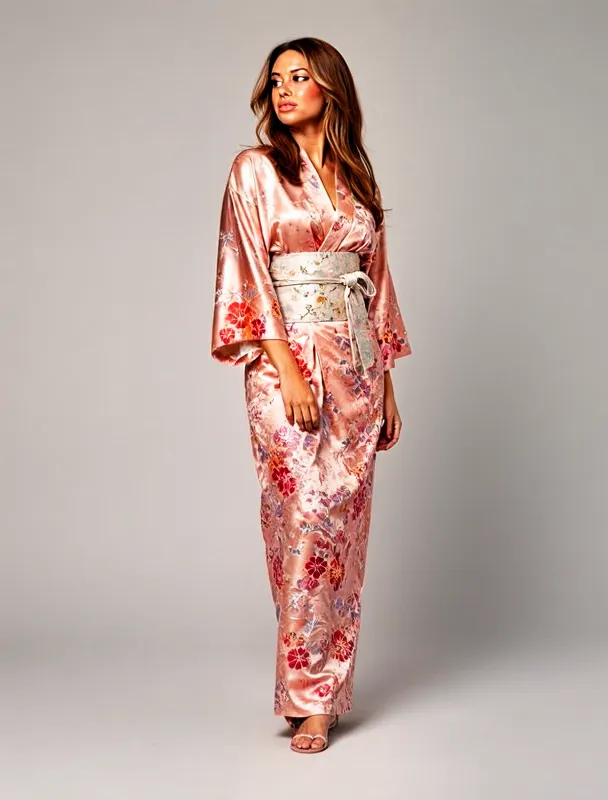 silk kimono with obi sash by moss image sft