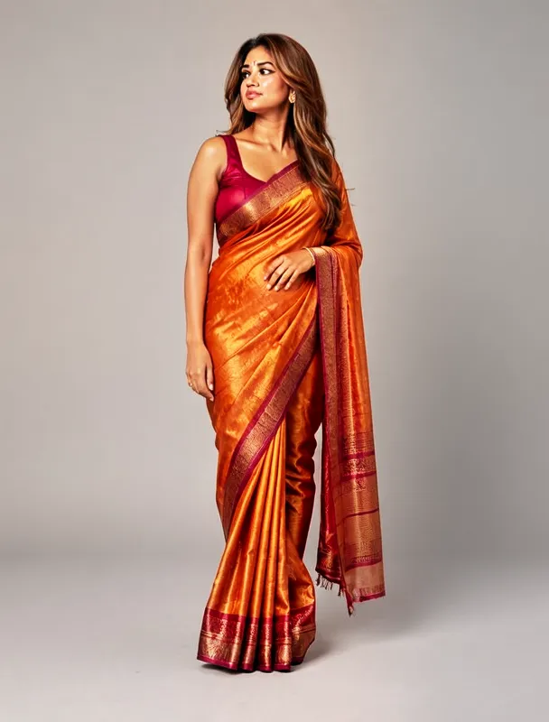 silk saree with fitted blouse by moss image sft