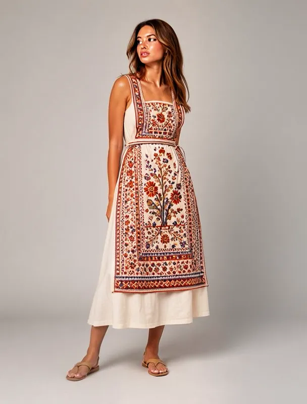 taraz dress with embroidered apron by moss image sft