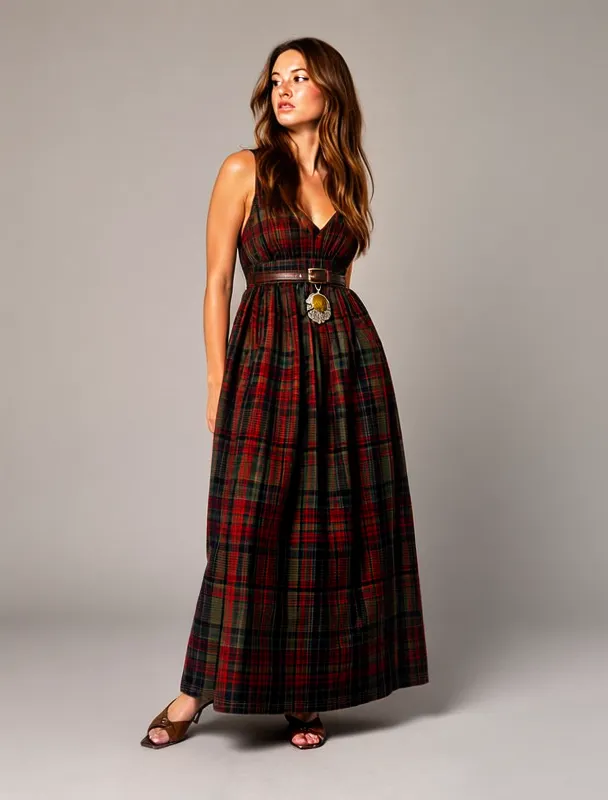 tartan arisaid over a long dress by moss image sft