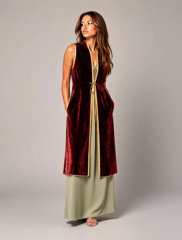 velvet kamzol vest over long dress by moss image sft