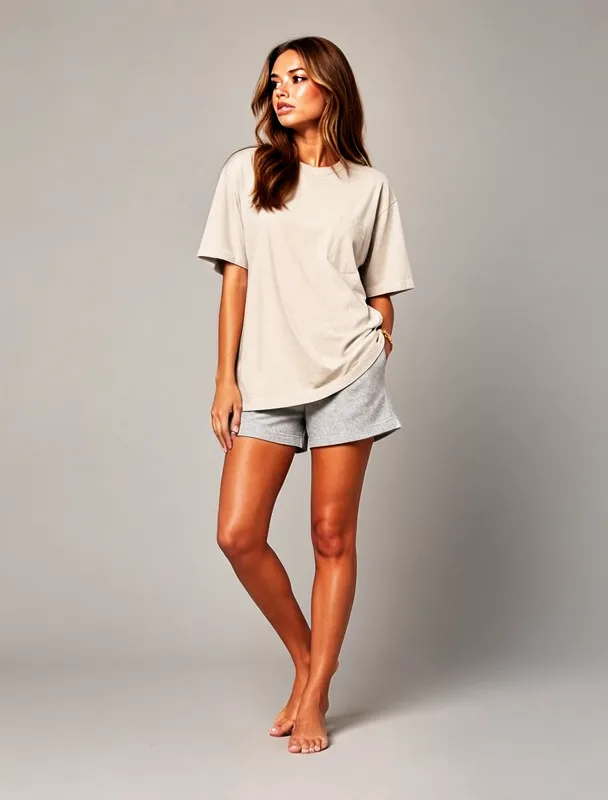 oversized t shirt with sleep shorts by moss image sft